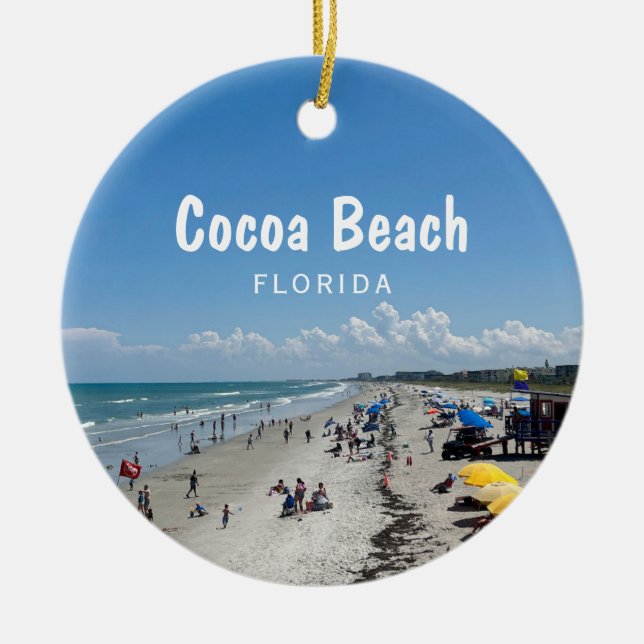 Cocoa Beach, Florida beach scene photo  Ceramic Ornament (Front)