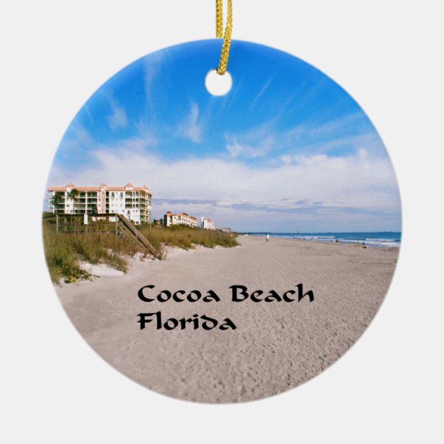 cocoa Beach Florida Ceramic Ornament (Front)
