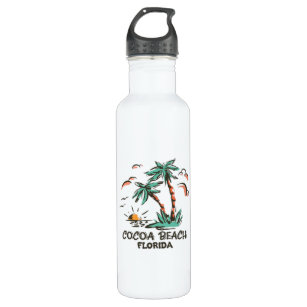 Cocoa Beach - Florida - Colorful Sunset Stainless Steel Water Bottle