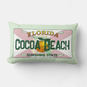 Cocoa Beach Florida flag license plate pillow