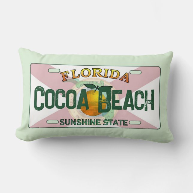 Cocoa Beach Florida flag license plate pillow (Front)