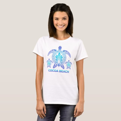 Cocoa Beach Florida Ocean Blue Sea Turtle Souvenir T_Shirt