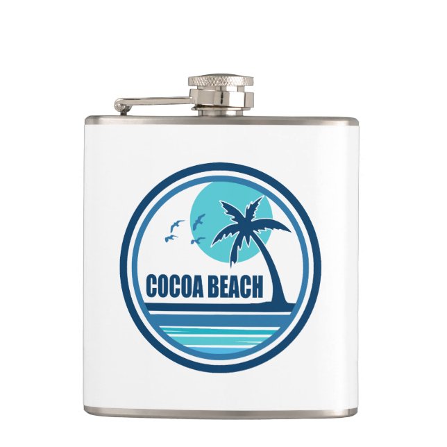 Cocoa Beach Florida Palm Tree Birds Flask (Front)