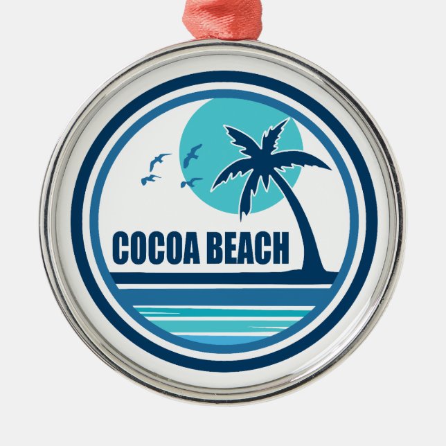 Cocoa Beach Florida Palm Tree Birds Metal Ornament (Front)