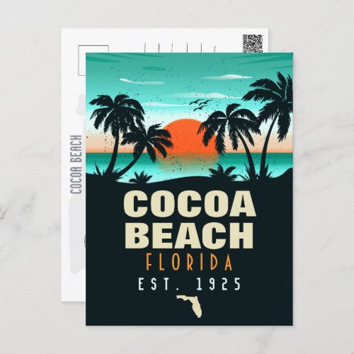 Cocoa Beach Florida Retro Sunset Souvenirs 60s Postcard