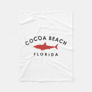 Cocoa Beach Florida Shark Vacation Souvenir Vintag Fleece Blanket