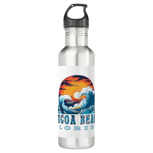 Cocoa Beach Florida Stainless Steel Water Bottle (Front)