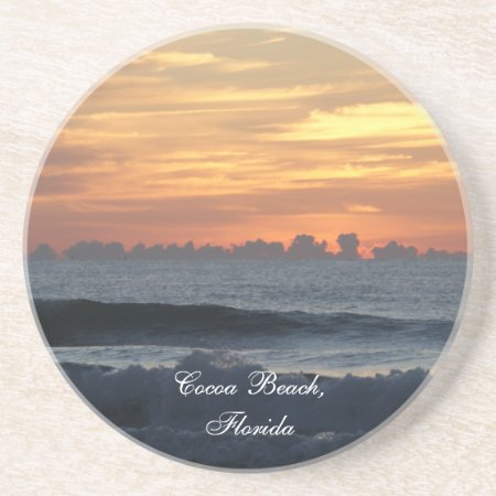 Cocoa Beach Florida Sunrise Waves Photo Coaster