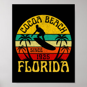Cocoa Beach Florida Surfing Surfer Ocean Vintage  Poster