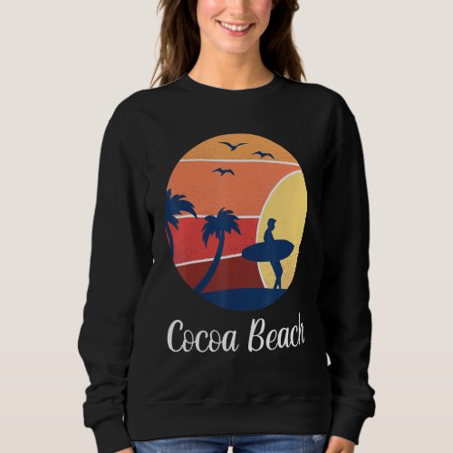 Cocoa Beach Florida Surfing Surfer Vintage Sunset  Sweatshirt