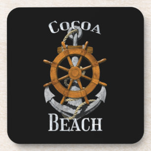 Cocoa Beach Florida Vacation Nautical Anchor Helm Beverage Coaster