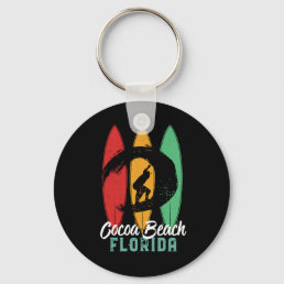Cocoa Beach Florida Vintage Retro Surfing Keychain