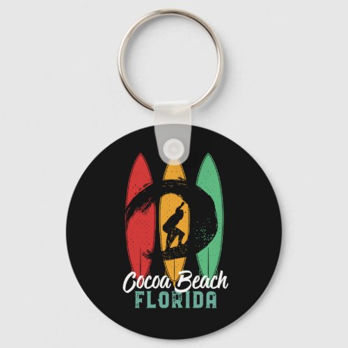 Cocoa Beach Florida Vintage Retro Surfing Keychain