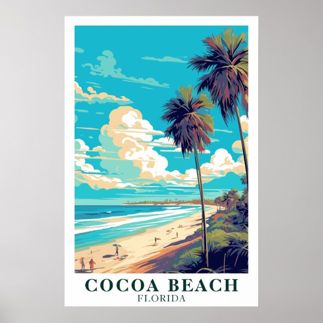 Cocoa Beach Florida Vintage Travel Art Poster (Front)