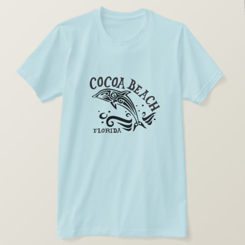 Cocoa Beach Florida with Dolphin Illustration T_Shirt