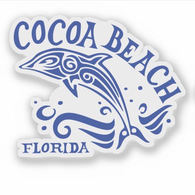 Cocoa Beach Florida with Dolphin Sticker (Front)