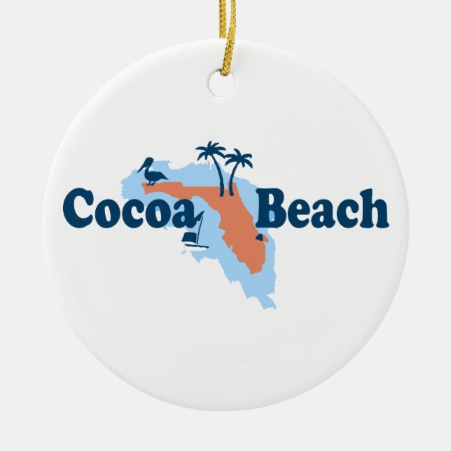 Cocoa Beach - Map Design. Ceramic Ornament (Front)