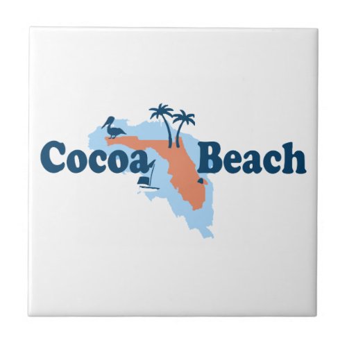 Cocoa Beach _ Map Design Ceramic Tile