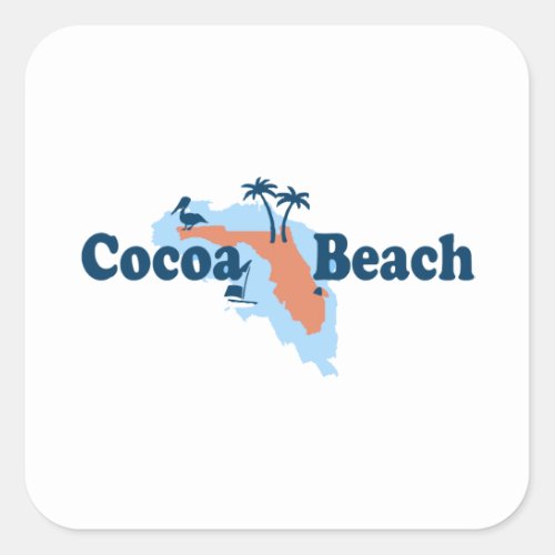 Cocoa Beach _ Map Design Square Sticker