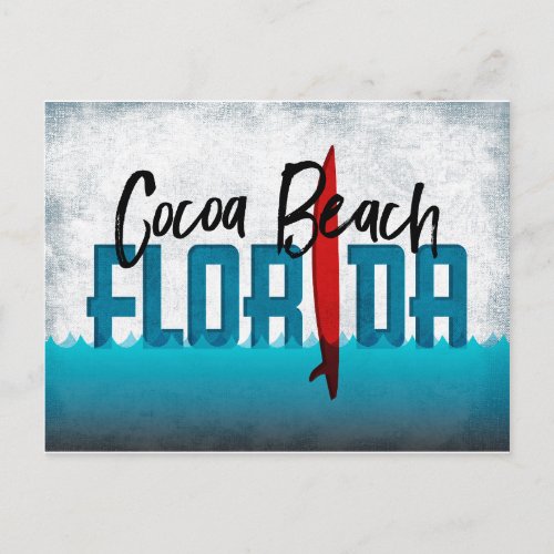 Cocoa Beach Postcard Florida Surfboard