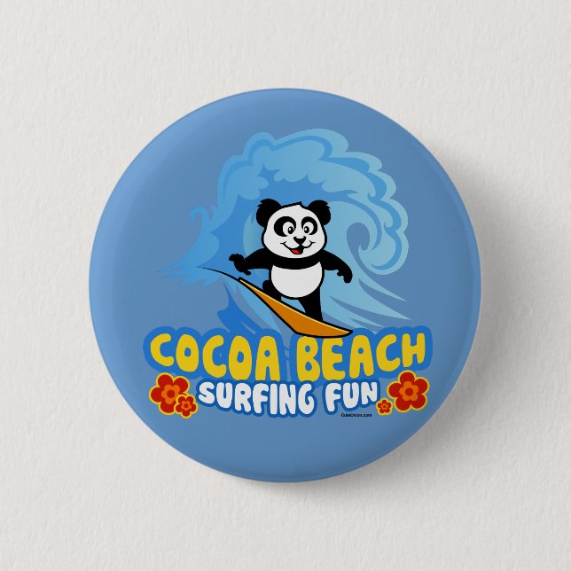 Cocoa Beach Surfing Fun Pinback Button (Front)