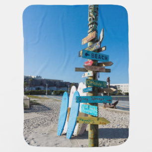 Cocoa Beach Tiki Totem Swaddle Blanket