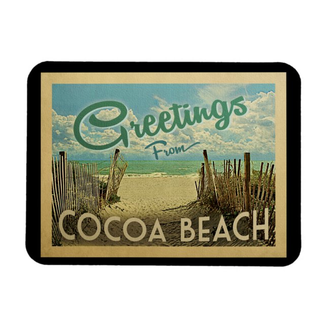 Cocoa Beach Vintage Travel Magnet (Horizontal)