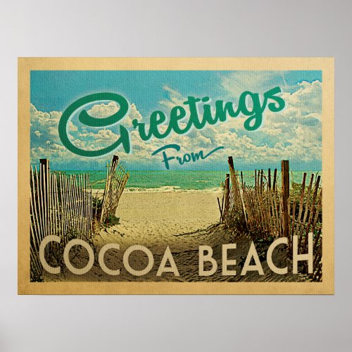 Cocoa Beach Vintage Travel Poster