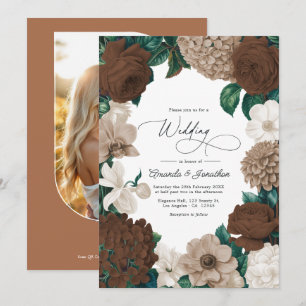 Cocoa Bean, Mushroom Taupe & Vanilla Cream Wedding Invitation