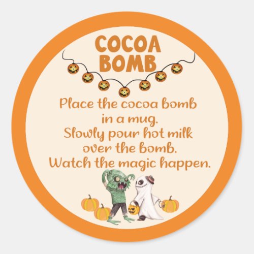 Cocoa bomb directions label halloween label