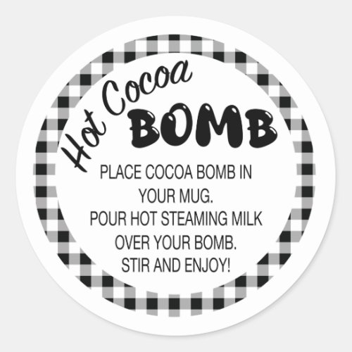 Cocoa bomb directions label plaid label