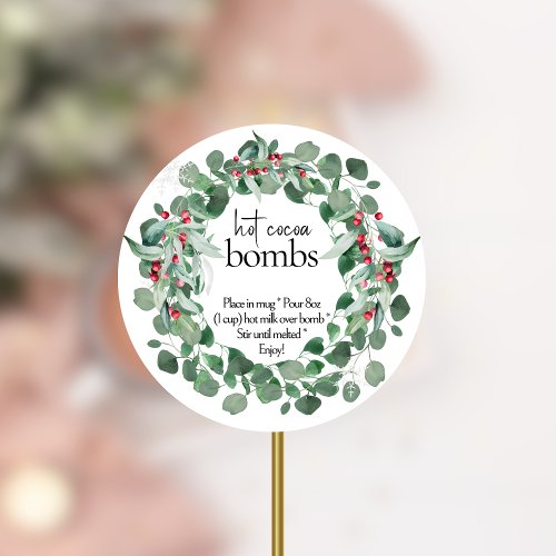 Cocoa Bomb Wreath Round Stickers