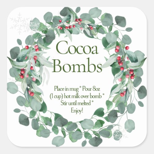  Cocoa Bomb Wreath Square Stickers