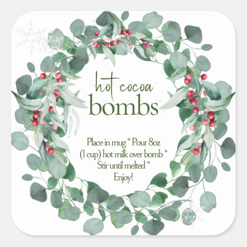  Cocoa Bomb Wreath Square Stickers
