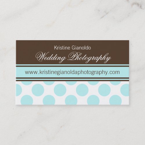 Cocoa Brown and Aqua Dots Business Cards