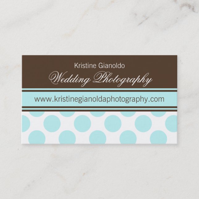 Cocoa Brown and Aqua Dots Business Cards (Front)