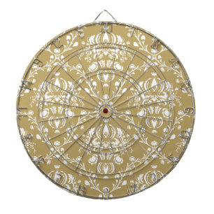 Cocoa Brown and Cream Damask Dart Board