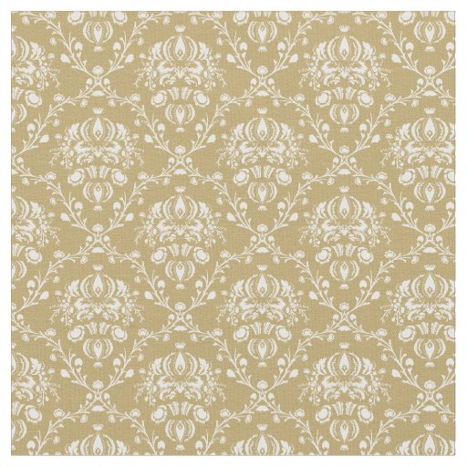 Cocoa Brown and Cream Damask Fabric