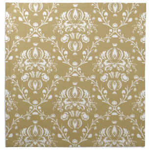 Cocoa Brown and Cream Damask Napkin
