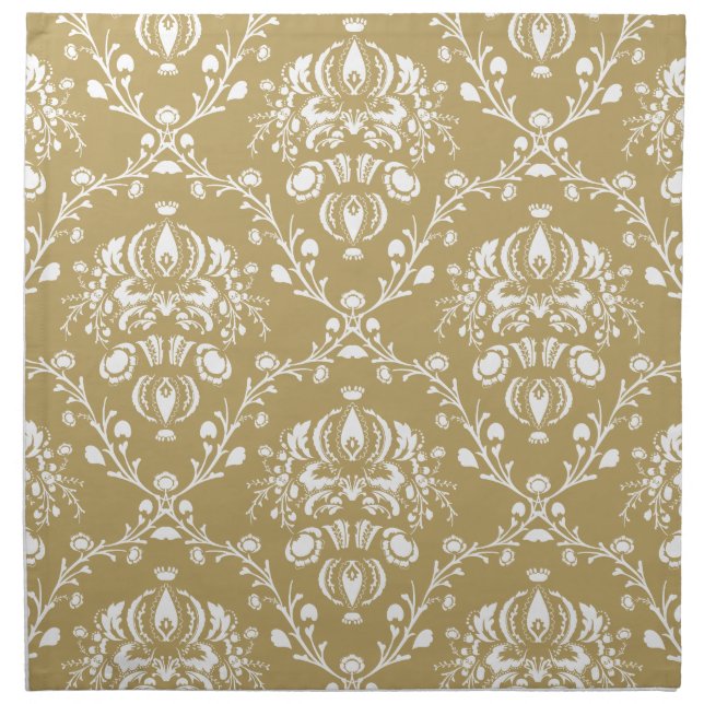 Cocoa Brown and Cream Damask Napkin (Front)