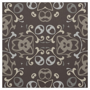 Cocoa Brown Beige & Gray Ethnic Boho Pattern Fabric