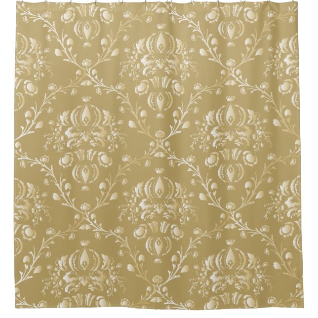Cocoa Brown Damask Shower Curtain (Front)