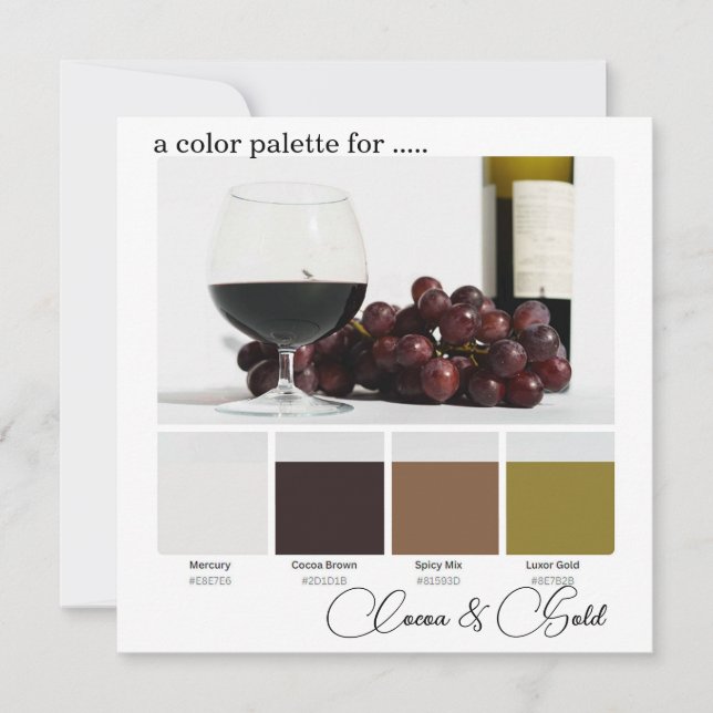 Cocoa Brown Gold Elegant Color Palette Card (Front)