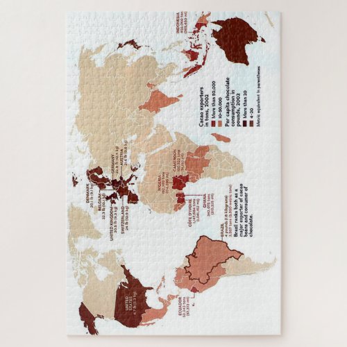 Cocoa Chocolate Around the World Export Map Jigsaw Puzzle