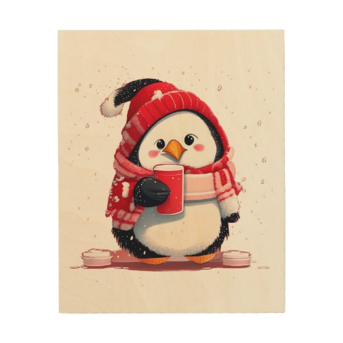 Cocoa Christmas Penguin  Wood Wall Art