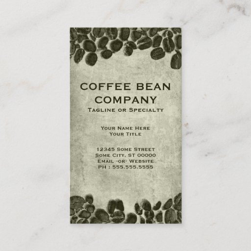 Customizable cocoa coffee beans business card templates