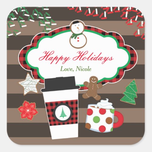 Cocoa  Cookies Christmas Holiday Favor Sticker