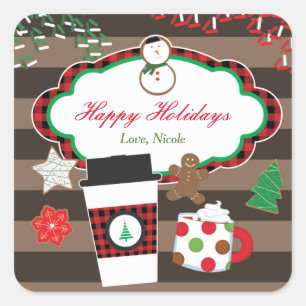 Cocoa & Cookies Christmas Holiday Favor Sticker