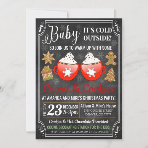 Cocoa  Cookies Christmas Party Invitation