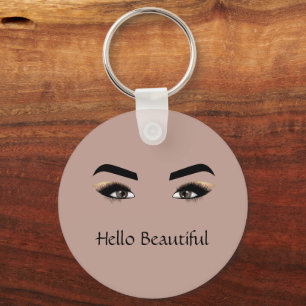 Cocoa Cream Brown Eyes Eye Lashes Keychain